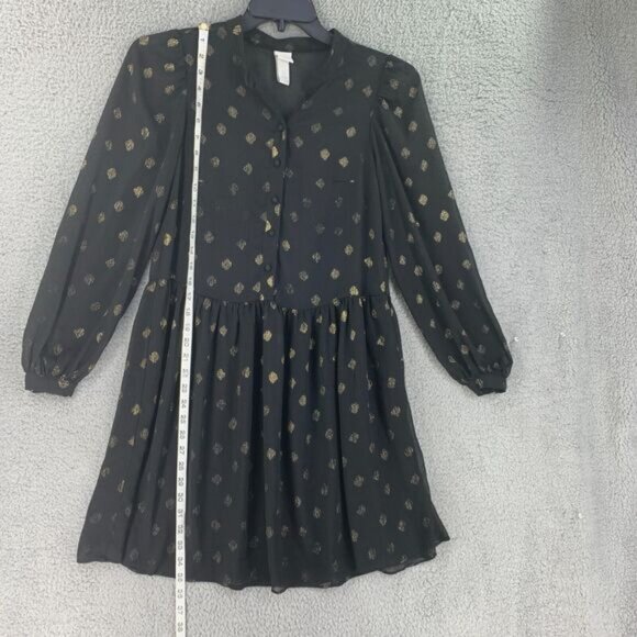 H&M Tunic Top Womens Peasant Sheer Size S Boho Black Oversized - Picture 2 of 8